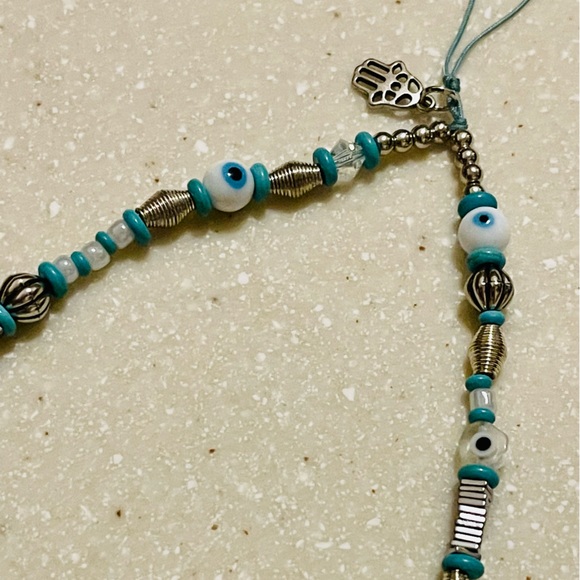 Phone String! Turquoise and silver mix! Evil eye 🧿 - Picture 7 of 9